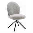 Pemberly Row Set of 2 Swivel Side Chairs with Gray Boucle & Metal Base in Black