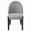 Pemberly Row Set of 2 Side Chairs w/ Gray Chenille Upholstery in Espresso Brown