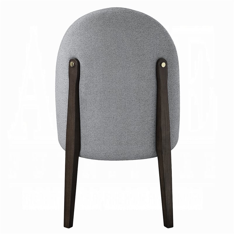 Pemberly Row Set of 2 Side Chairs w/ Gray Chenille Upholstery in Espresso Brown