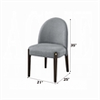 Pemberly Row Set of 2 Side Chairs w/ Gray Chenille Upholstery in Espresso Brown