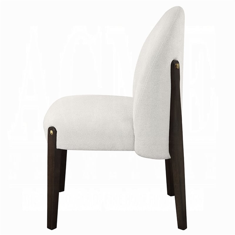 Pemberly Row Set of 2 Side Chairs w/ Beige Chenille Upholstery in Espresso Brown