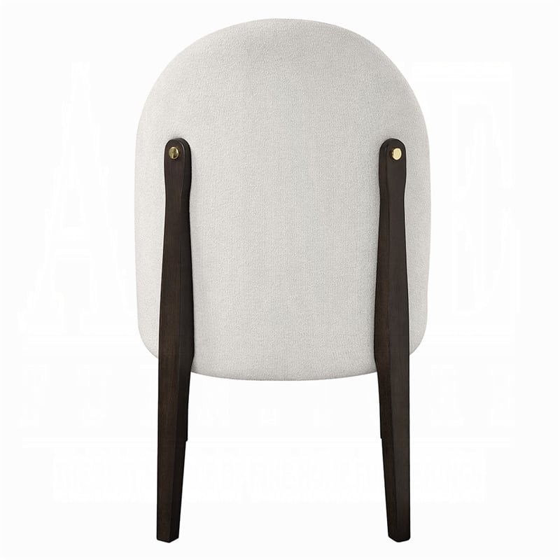 Pemberly Row Set of 2 Side Chairs w/ Beige Chenille Upholstery in Espresso Brown