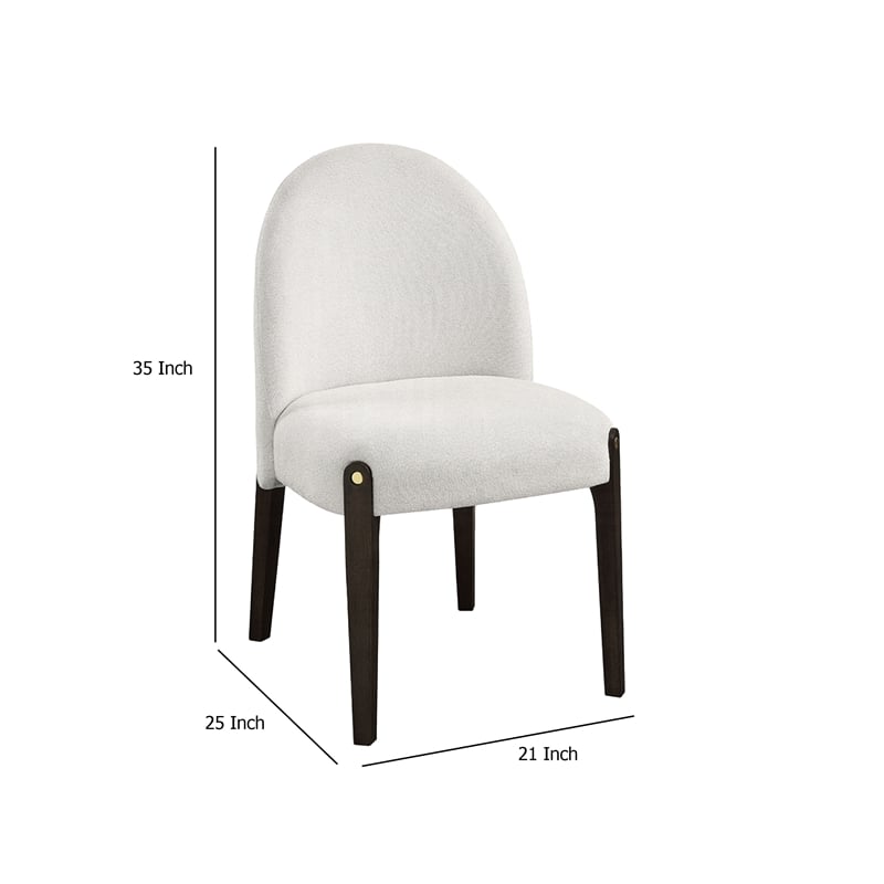 Pemberly Row Set of 2 Side Chairs w/ Beige Chenille Upholstery in Espresso Brown