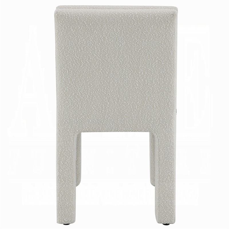 Pemberly Row Set of 2 Side Chairs with Tufted Backrest and Boucle Seat in White