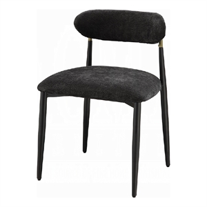 Pemberly Row Set of 2 Side Chairs with Black Chenille & Curved Backrest in Black