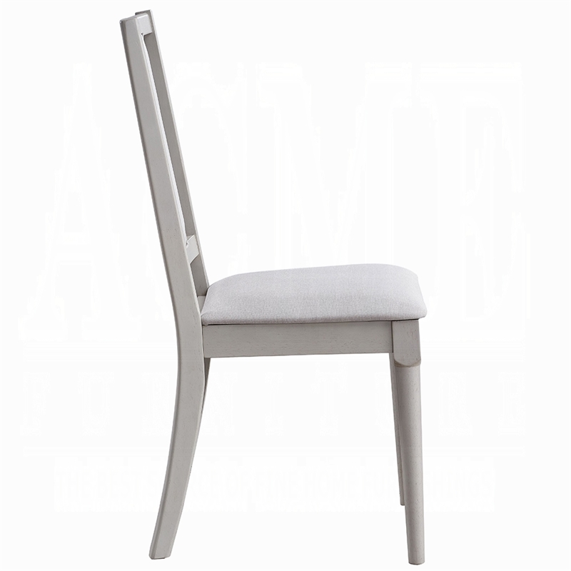Pemberly Row Set of 2 Dining Side Chairs with Cutout Back and Linen Seat in Gray