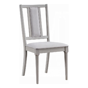 Pemberly Row Set of 2 Dining Side Chairs with Cutout Back and Linen Seat in Gray
