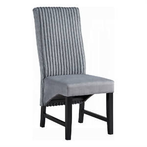 Pemberly Row 2Pc Dining Chairs with Gray Corduroy Cushion & Curved Back in Black