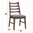 Pemberly Row Set of 2 Slatted Back Side Chairs w/ Dark Gray Linen Seat in Brown