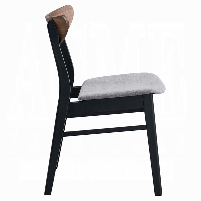 Pemberly Row Set of 2 Side Chairs with Gray Linen and Walnut Back in Black Frame