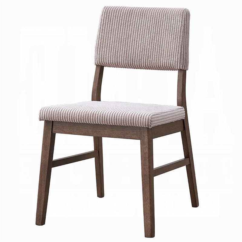 Pemberly Row 2Pc Side Chairs w/ Beige Corduroy Cushion & Cross Support in Walnut