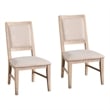 Pemberly Row Side Dining Chair Set of 2 Distressed Natural Brown Wood in Beige