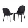 Pemberly Row Side Dining Chair Set of 2 in Black Metal w/ Faux Leather Cushions