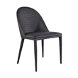 Pemberly Row Side Dining Chair Set of 2 in Black Metal w/ Faux Leather Cushions