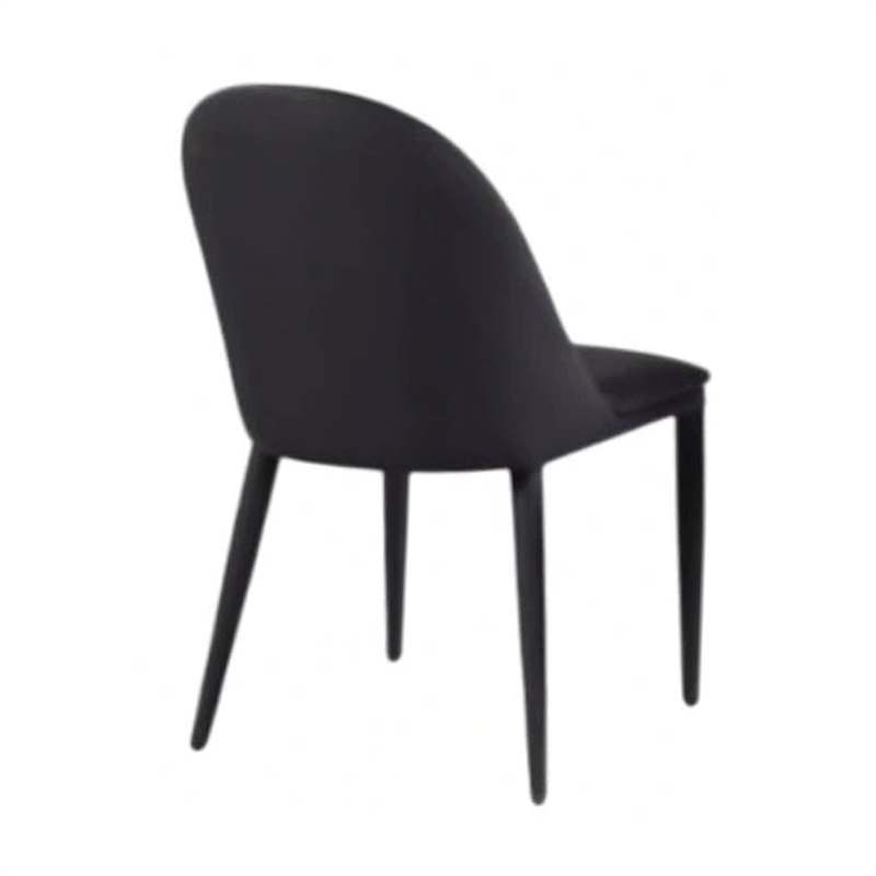 Pemberly Row Side Dining Chair Set of 2 in Black Metal w/ Faux Leather Cushions