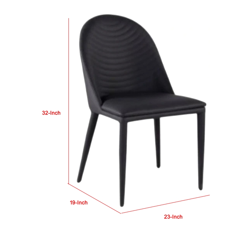 Pemberly Row Side Dining Chair Set of 2 in Black Metal w/ Faux Leather Cushions