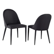 Pemberly Row Side Dining Chair Set of 2 in Black Metal w/ Faux Leather Cushions