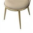 Pemberly Row Side Dining Chair 2Pc Gold Metal Taupe Faux Leather Round Seats