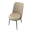 Pemberly Row Side Dining Chair 2Pc Silver Metal Taupe Faux Leather Round Seats
