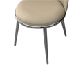 Pemberly Row Side Dining Chair 2Pc Silver Metal Taupe Faux Leather Round Seats