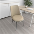 Pemberly Row Side Dining Chair 2Pc Silver Metal Taupe Faux Leather Round Seats