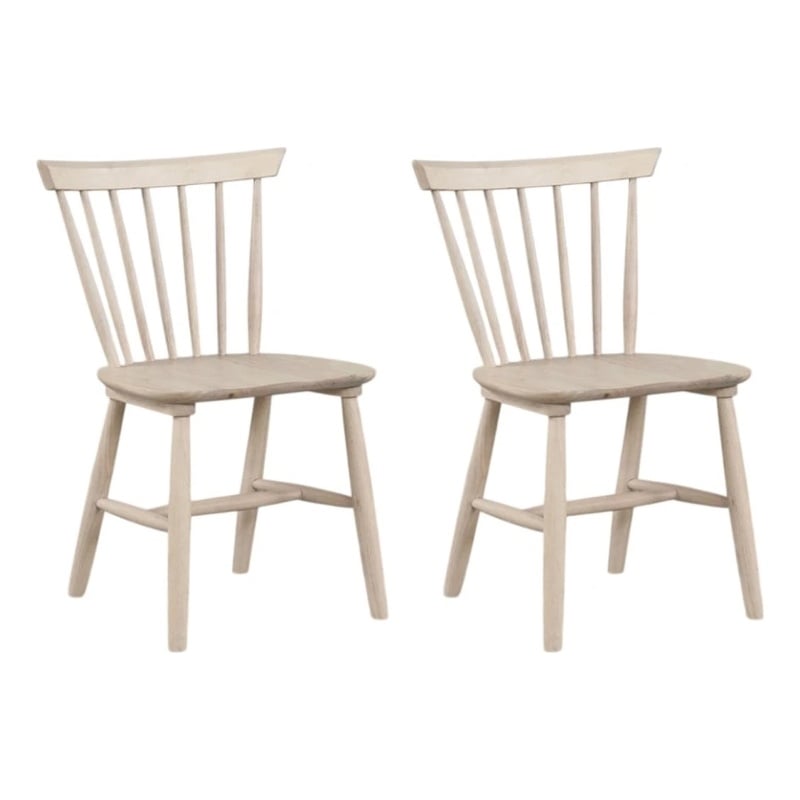 Pemberly Row Side Dining Chair Set of 2 Spindle Back Tapered Legs in White Oak