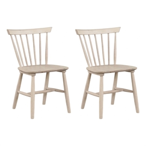 Pemberly Row Side Dining Chair Set of 2 Spindle Back Tapered Legs in White Oak