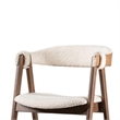 Pemberly Row Side Dining Chair Set of 2 Curve Panel Back in Walnut Brown Boucle