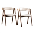 Pemberly Row Side Dining Chair Set of 2 Curve Panel Back in Walnut Brown Boucle
