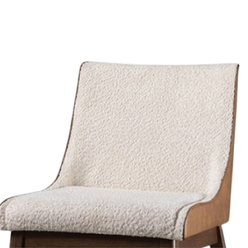 Pemberly Row Side Dining Chair Set of 2 Curved Panel Back Walnut Brown in Beige