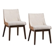Pemberly Row Side Dining Chair Set of 2 Curved Panel Back Walnut Brown in Beige
