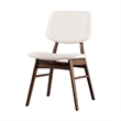 Pemberly Row Side Dining Chair Set of 2 Angled Legs Walnut Brown in Beige Boucle
