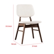 Pemberly Row Side Dining Chair Set of 2 Angled Legs Walnut Brown in Beige Boucle