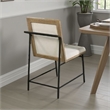 Pemberly Row Side Dining Chair Set of 2 Metal Legs Oak Brown Rubberwood in Beige