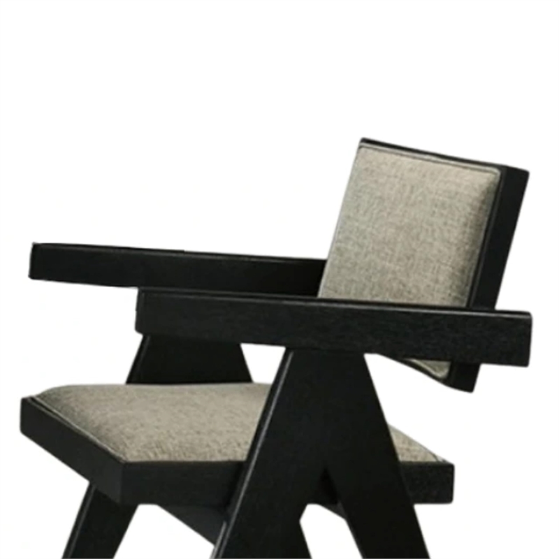 Pemberly Row Dining Armchair 2Pc Curved Arms Angled Rear Legs in Gray Fabric