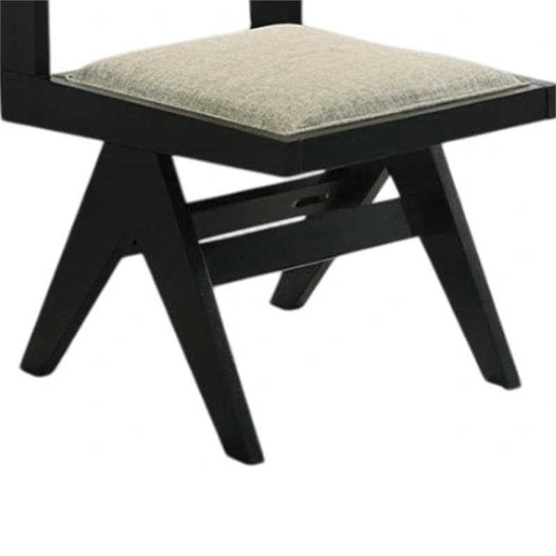 Pemberly Row Side Dining Chair Set of 2 Inverted Angled Legs in Black and Gray
