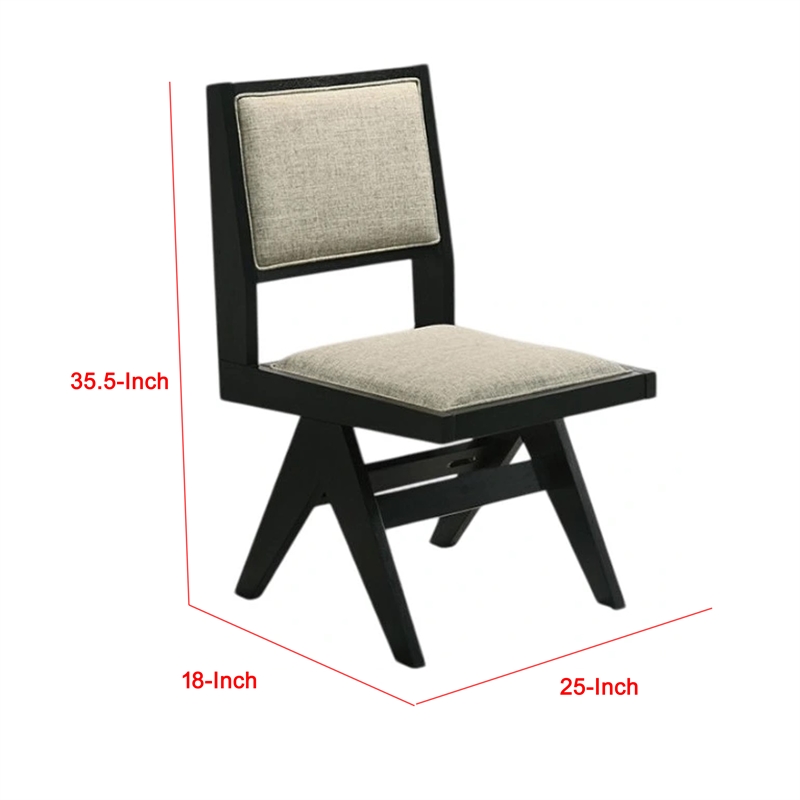 Pemberly Row Side Dining Chair Set of 2 Inverted Angled Legs in Black and Gray