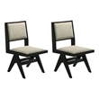 Pemberly Row Side Dining Chair Set of 2 Inverted Angled Legs in Black and Gray