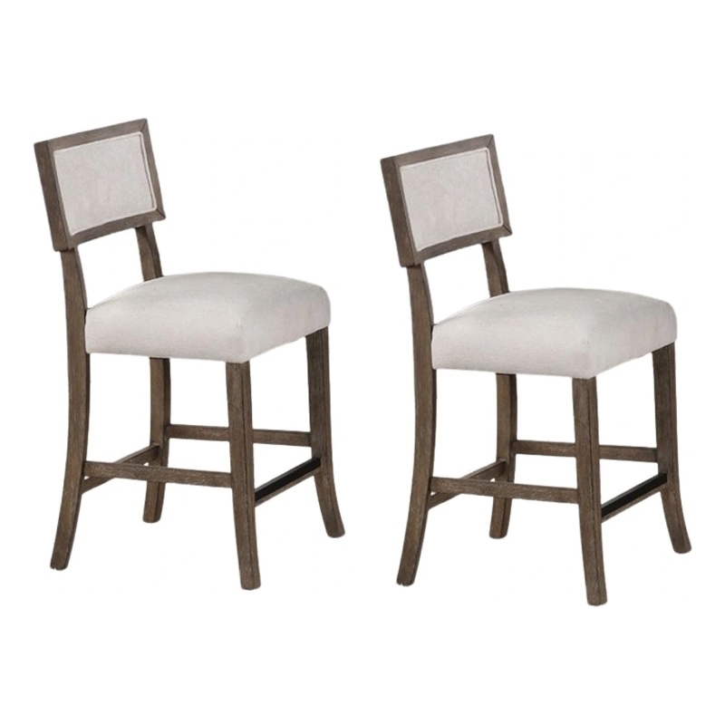 Pemberly Row Side Dining Chair Set of 2 Curved Back in Dark Walnut Brown & Gray