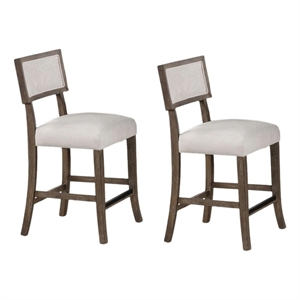 Pemberly Row Side Dining Chair Set of 2 Curved Back in Dark Walnut Brown & Gray