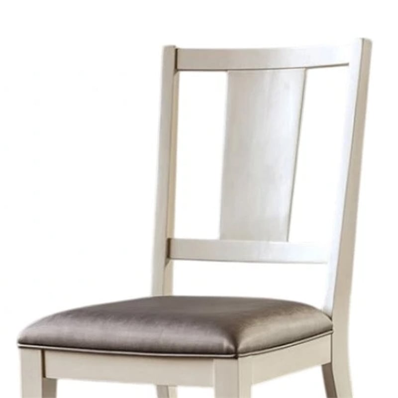 Pemberly Row Side Dining Chair Set of 2 Faceted Panel Back in White Wood & Gray