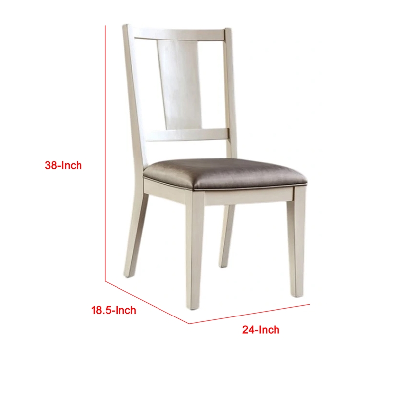 Pemberly Row Side Dining Chair Set of 2 Faceted Panel Back in White Wood & Gray