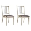 Pemberly Row Side Dining Chair Set of 2 Faceted Panel Back in White Wood & Gray