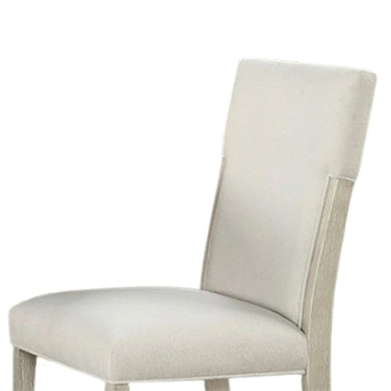 Pemberly Row Side Dining Chair Set of 2 Natural Brown Solid Wood in Soft White