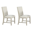 Pemberly Row Side Dining Chair Set of 2 Natural Brown Solid Wood in Soft White