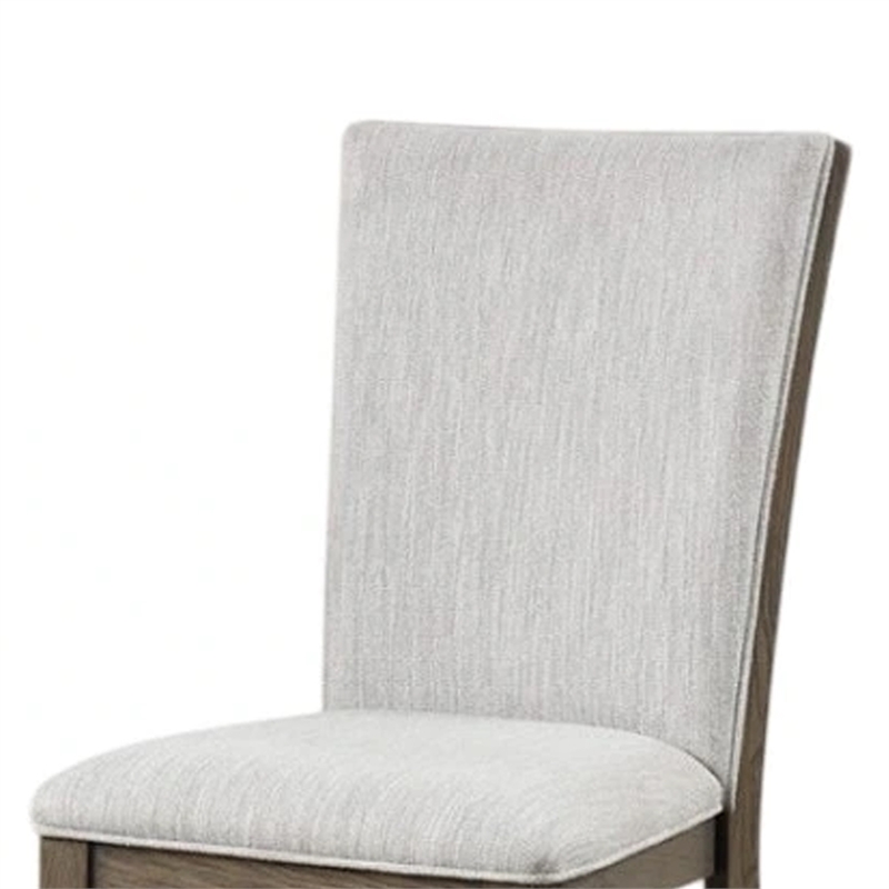 Pemberly Row Side Dining Chair Set of 2 in Oak Brown Wood with Gray Fabric Foam
