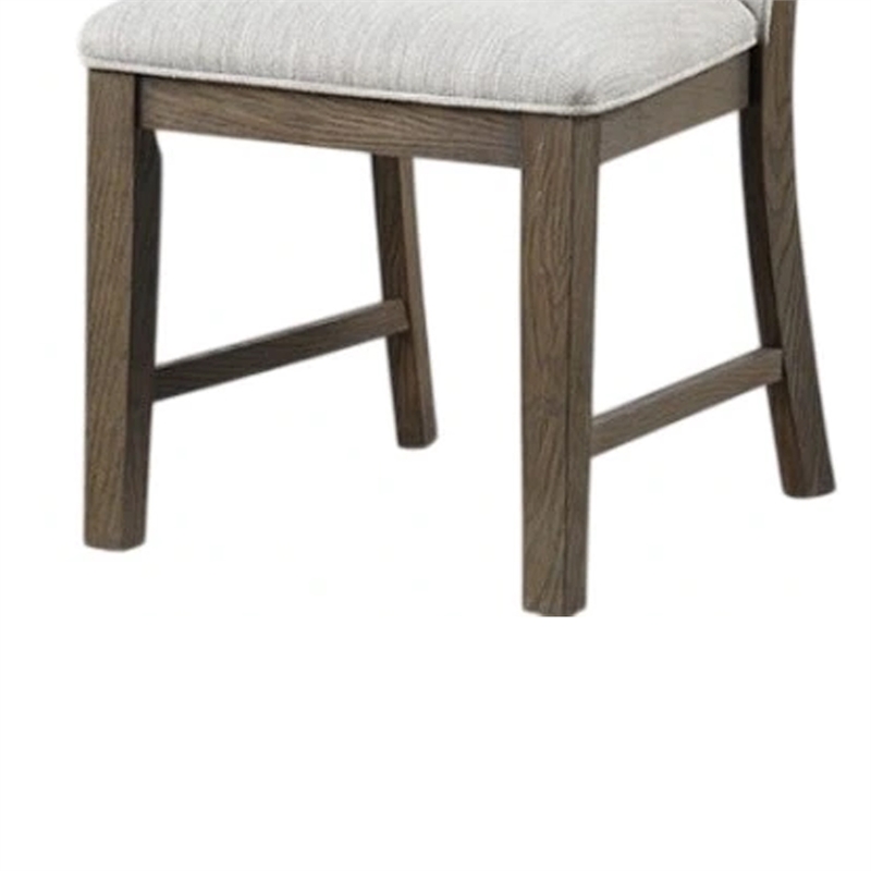 Pemberly Row Side Dining Chair Set of 2 in Oak Brown Wood with Gray Fabric Foam