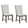 Pemberly Row Side Dining Chair Set of 2 in Oak Brown Wood with Gray Fabric Foam