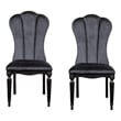 Pemberly Row Side Dining Chair Set of 2 Scalloped Turned Fluted Legs in Black