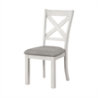 Pemberly Row Side Dining Chair Set of 2 Rustic White Rubberwood in Gray Fabric